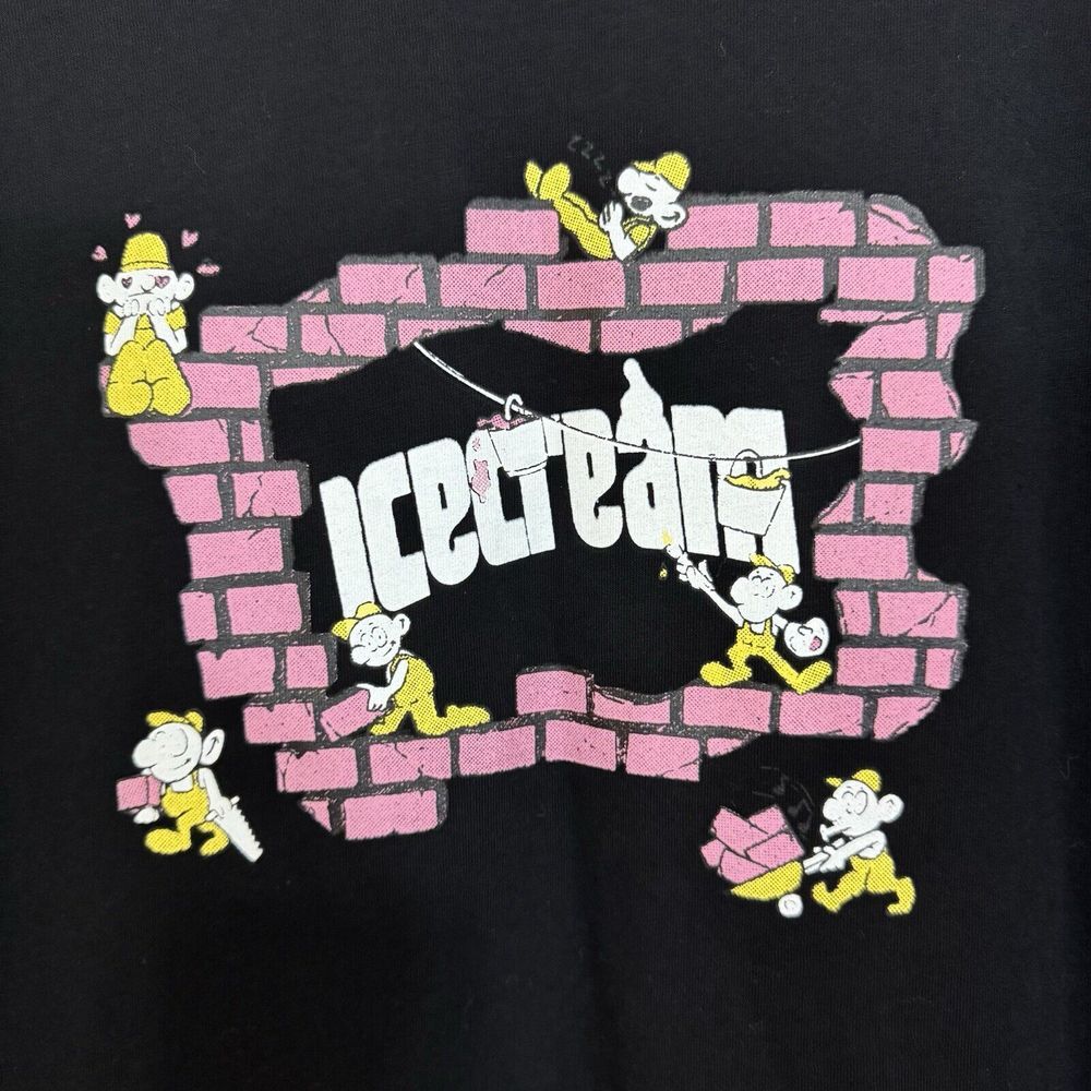 Billionaire Boys Club Black Tee with Pink Brick and Yellow Character Graphic